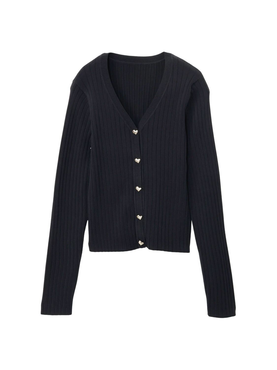 ハートボタンリブニットカーディガン