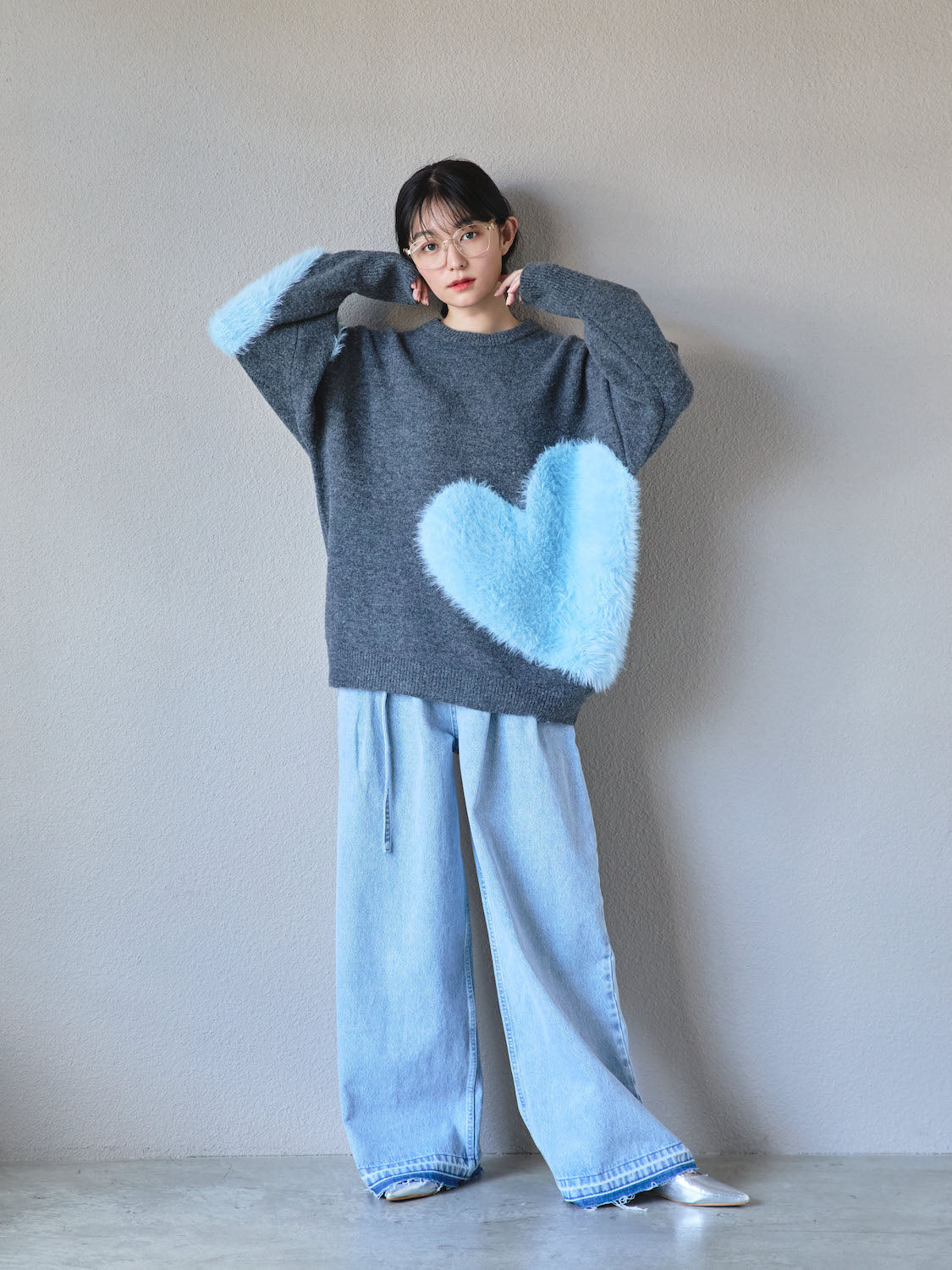 LAVANDA ハートシャギーニットプルオーバー