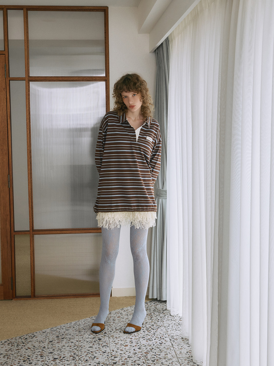 machatt ボーダーラガーシャツ MACHATT マチャット ボーダーラガーシャツ ベージュ レディース