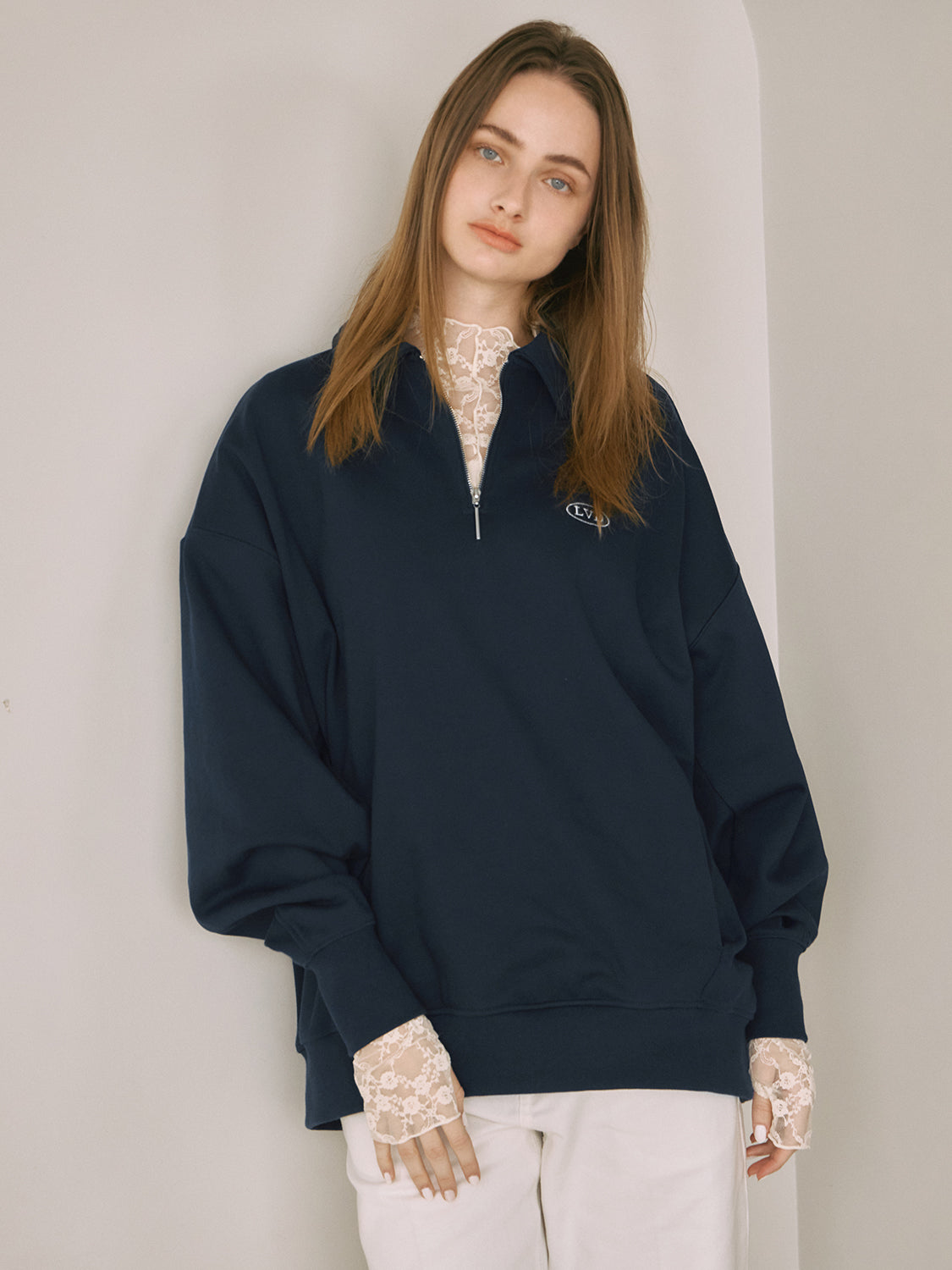 ハーフジップロゴスウェットプルオーバー