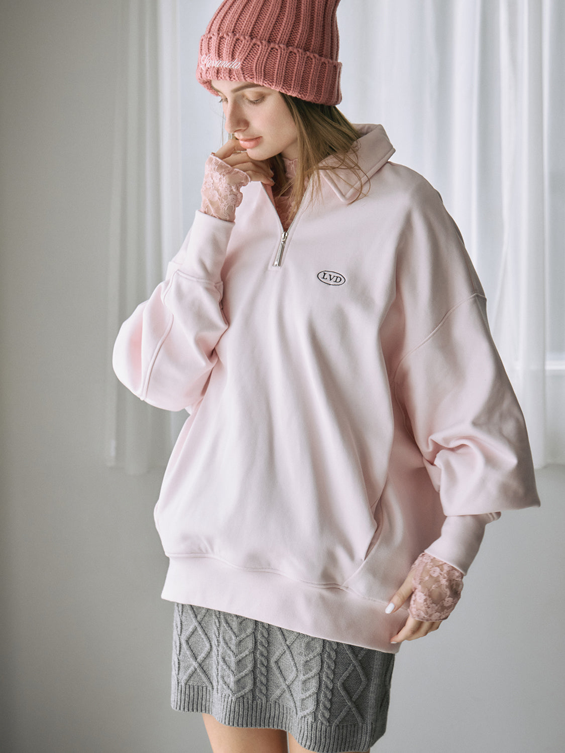 ハーフジップロゴスウェットプルオーバー