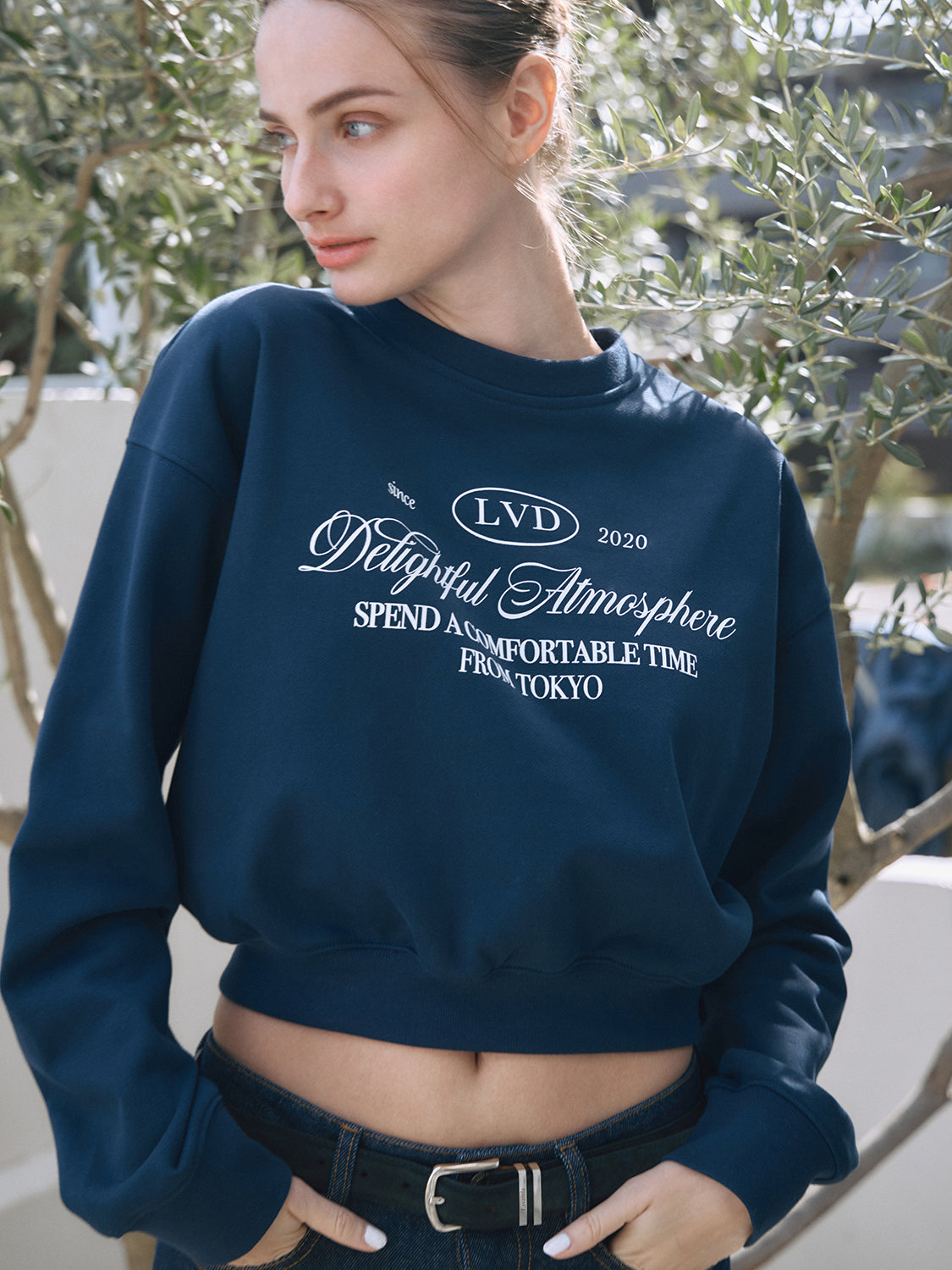 クロップドスウェットプルオーバー