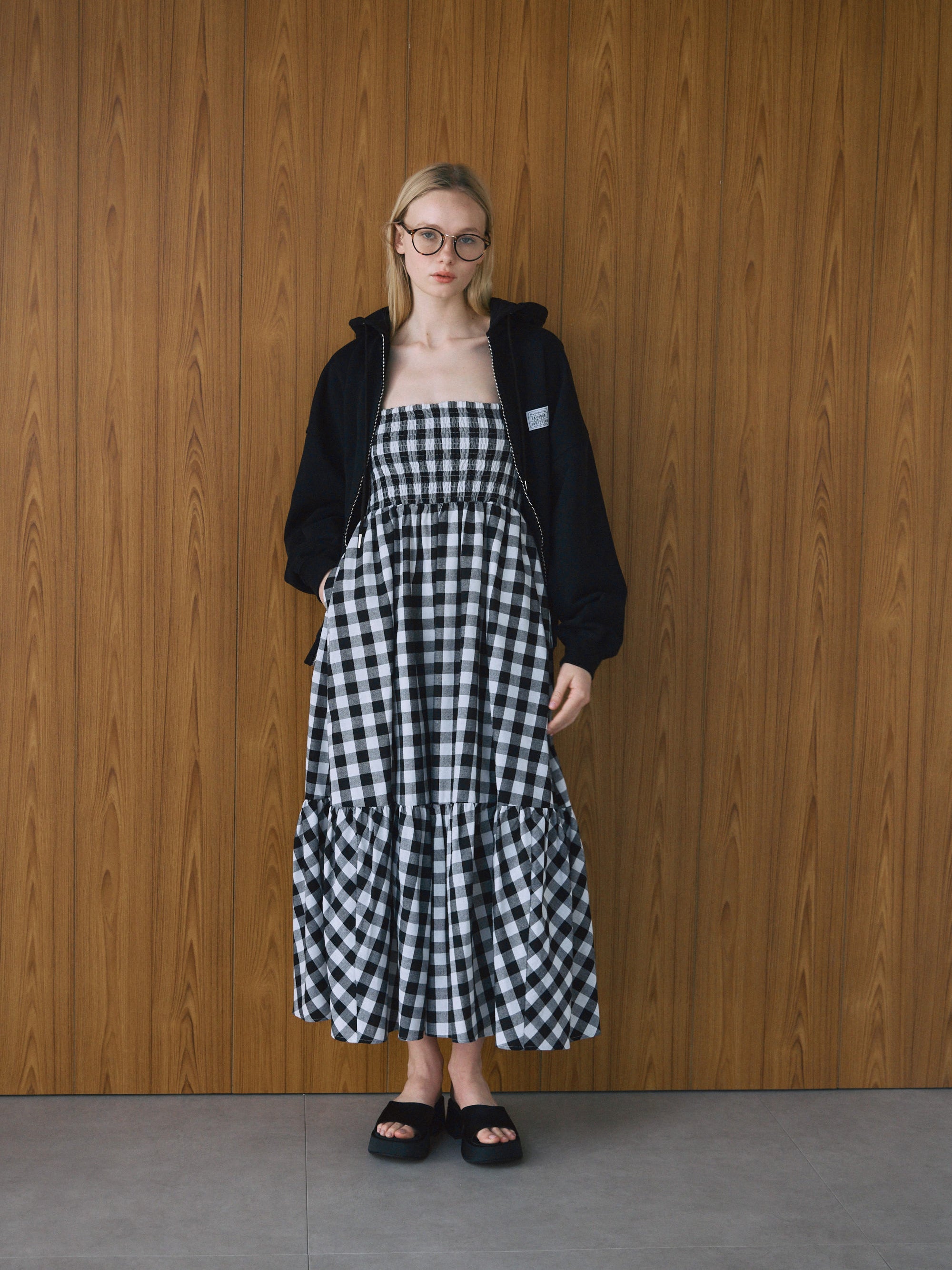 ギンガムチェックベアワンピース