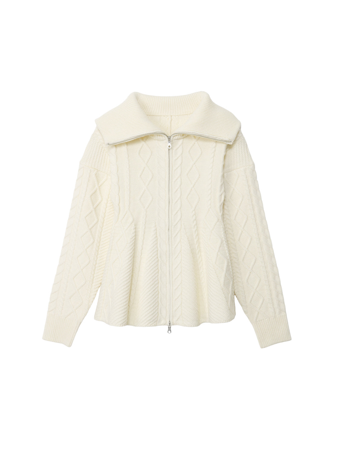 ケーブルニットジップカーディガン