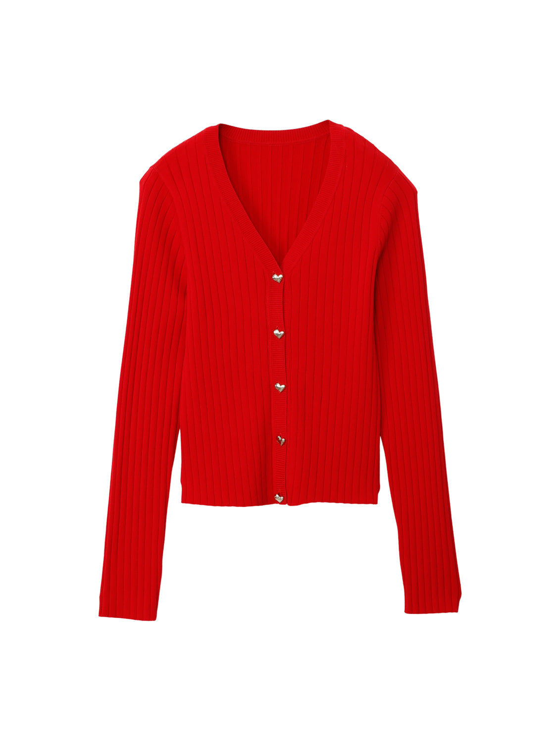 ハートボタンリブニットカーディガン